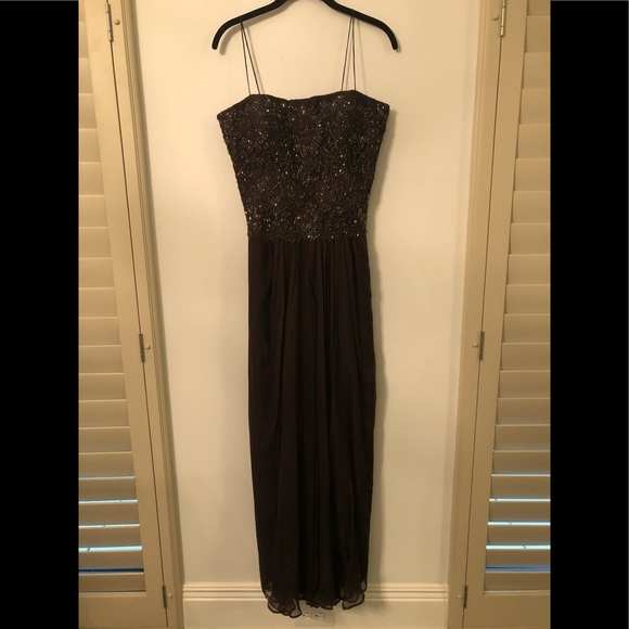 Teri Jon ball gown. Size 8. New w/tags!  Espresso - Picture 1 of 7